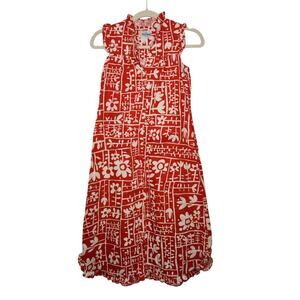Vintage Youth Girls Adrade Hawaii Hawaiian Aloha Honolulu Dress 70s Red Floral 8